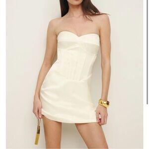Reformation Pacie Satin White Mini Dress